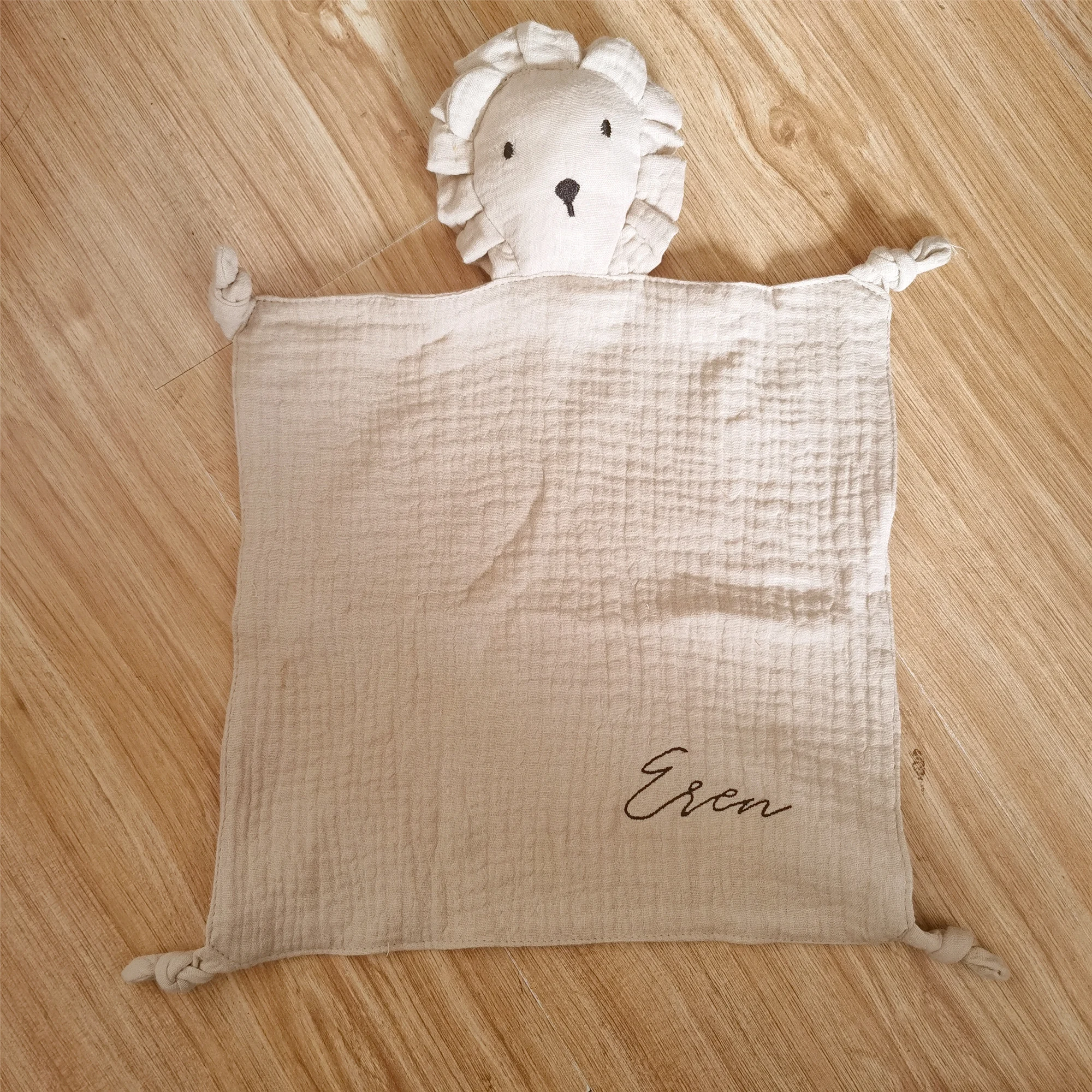 Manta de edredón personalizada con nombre para bebé, muñeco para dormir de muselina para recién nacido, juguete para dormir para chico, toalla para calmar, babero, toalla para Saliva de algodón