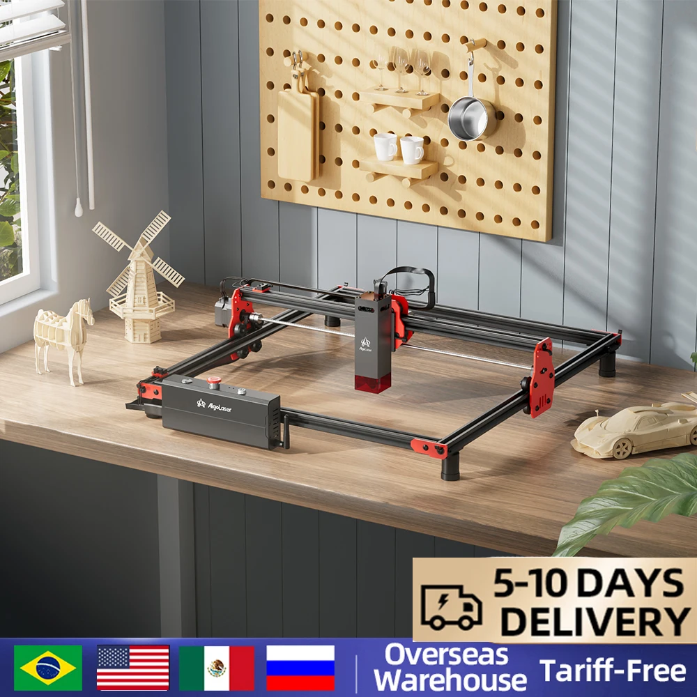 

AlgoLaser лазерный гравировальный комплект DIY 5 Вт станок с ЧПУ с концевым выключателем кнопка аварийной остановки смартфон приложение управление гравировальные инструменты