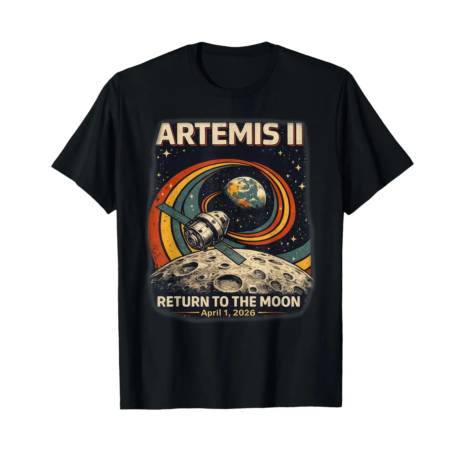 Artemis II Rocket Space Launch Back to The Moon Mission 2026 T Shirt vintage Washed Breathable Top For Everyday Wear Versatile