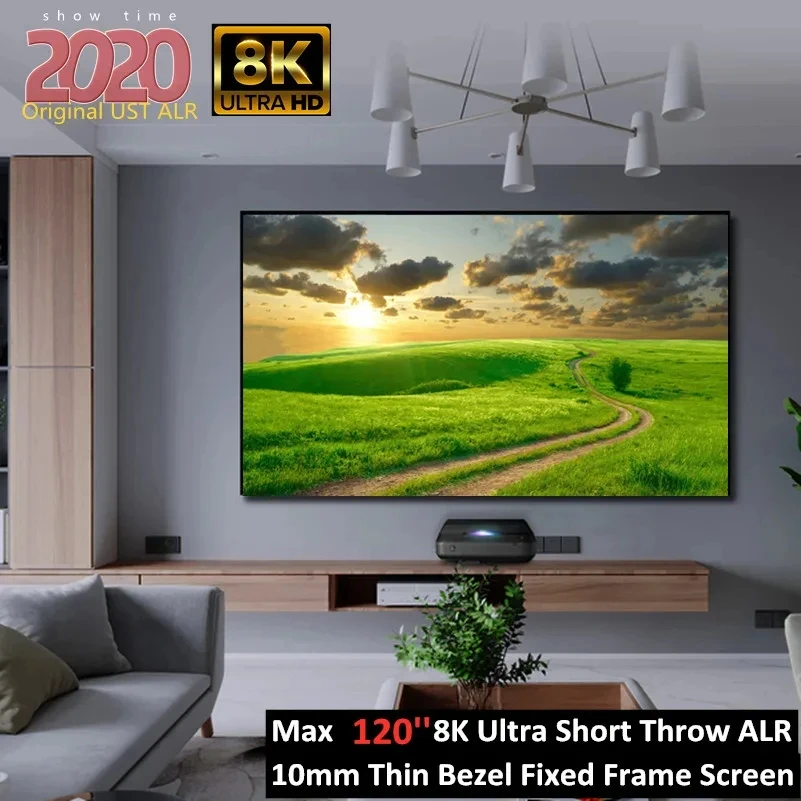 

ALR UST Projector Screen Ambient Light Rejecting Fixed Frame Projector Screen Supported 3D/4K Laser Projection for 8K Projector