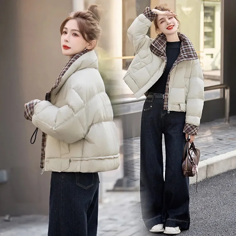 Giacca corta imbottita in cotone Inverno 2025 Nuovo piumino coreano Donna Parka Moda Outwear Donna Temperamento Cappotto Top Donna
