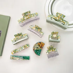 Luxury Korean Color Matching Acetate Stylish Simple Green Shark Clip Hair Accessory