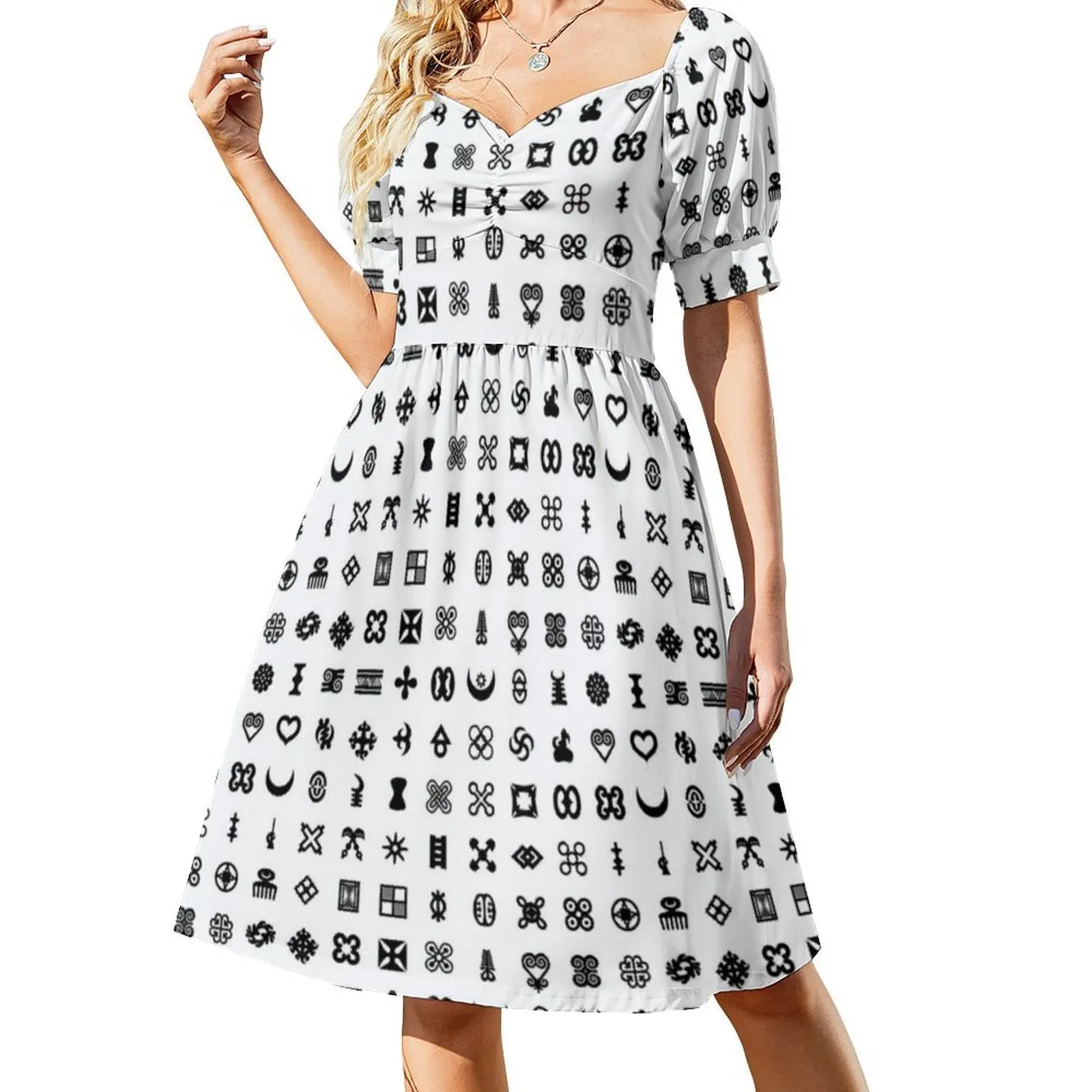 Adrinkra نمط-أسود وأبيض بوهو شيك فستان أنيق موضة شاطئ حفل زفاف ثوب الرجال النساء السيدات الرجال الفتيان الفتيات فستان #2