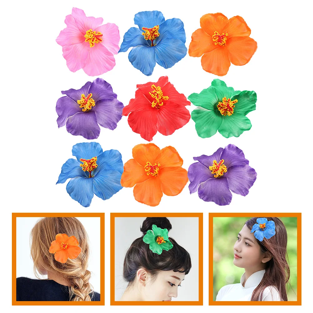 

9 Pcs Hairpins Plumeria Clips Small Flower Hairclip Girls Accessories Hawaiian Bohemia Barrettes Flat