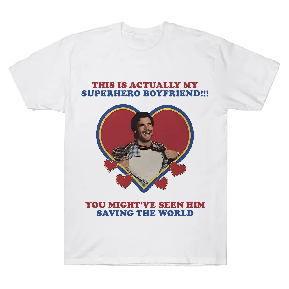 تي شيرت David Corenswet I Love My Boyfriends تي شيرت David Corenswet Fan هدية تي شيرت بطل السوبر قطن ملابس علوية عالية الجودة للجنسين #1