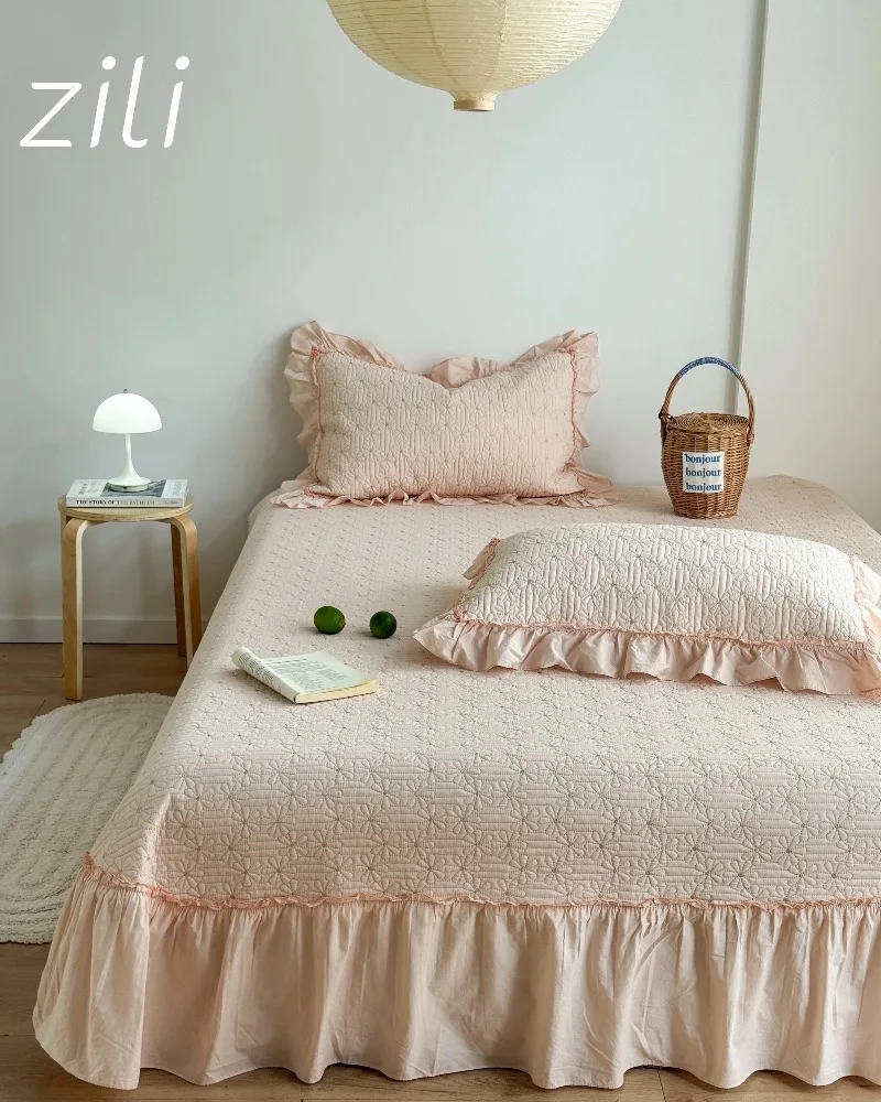 Moisture Absorption Breathable Bedspread Light Luxury Princess Style Summer Bed Coverlets Soft Fluffy King Size Bedspreads Quilt