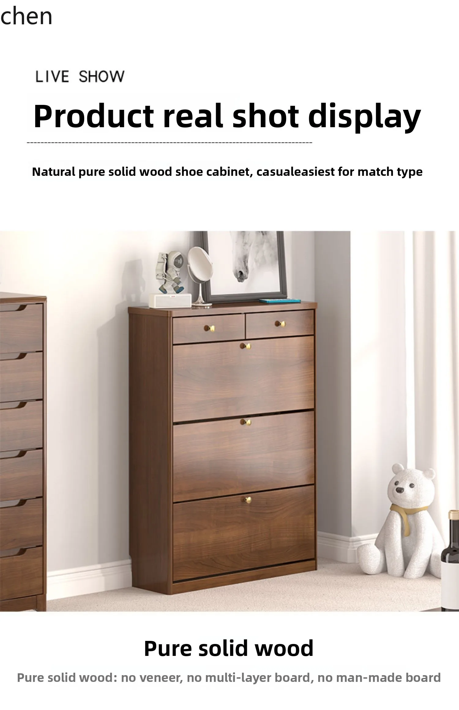 

YXY Solid Wood Ultra-Thin Flip Shoe Cabinet Small Apartment Entrance Hallway Cabinet