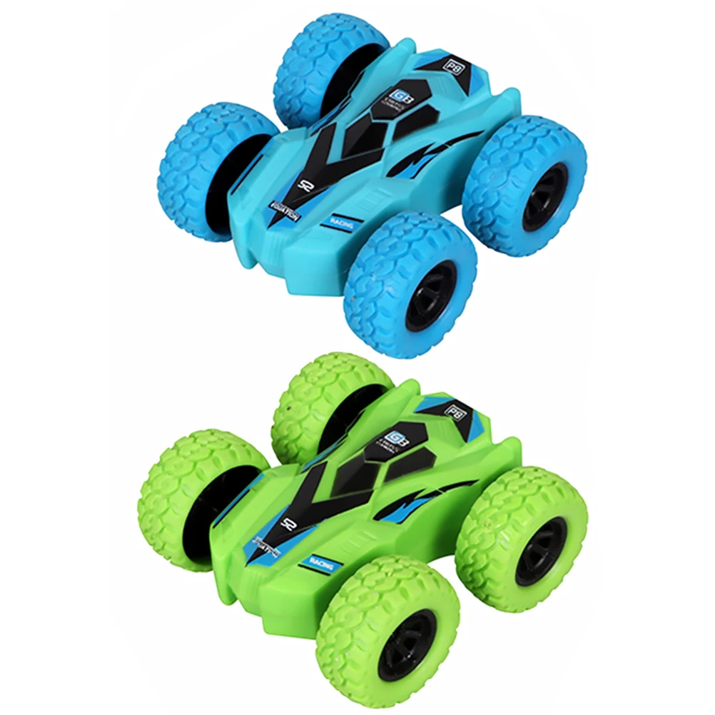 2 pezzi di auto a inerzia a doppia faccia tirare indietro auto set 360 rotanti fuoristrada per bambini giocattolo educativo regalo per bambini
