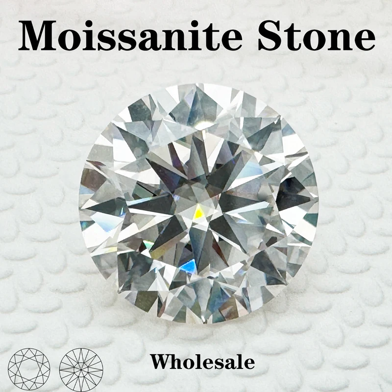 Wholesale Moissanite Stone D Color VVS1 Round Cut 8 Hearts 8 Arrows Lab Grown Gemstones Pass Diamond Tester with GRA Certificate