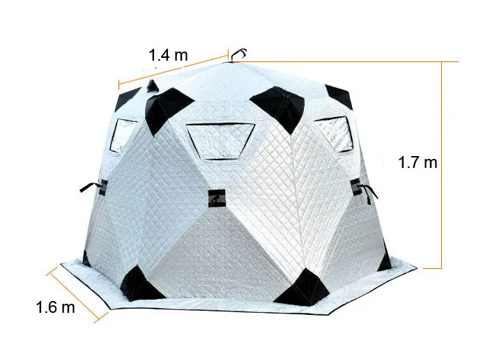 Ice Cube 3-4 Persons Instant Shelter Winter Fishing Tent Blue Silver with Mat