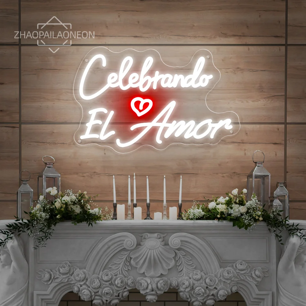 VIVAN Los Novios Neon Sign Spanish Wedding Led Wall Home Room Decor Neon Lights Signs Wedding Decoration Amor Eterno Neon Signs