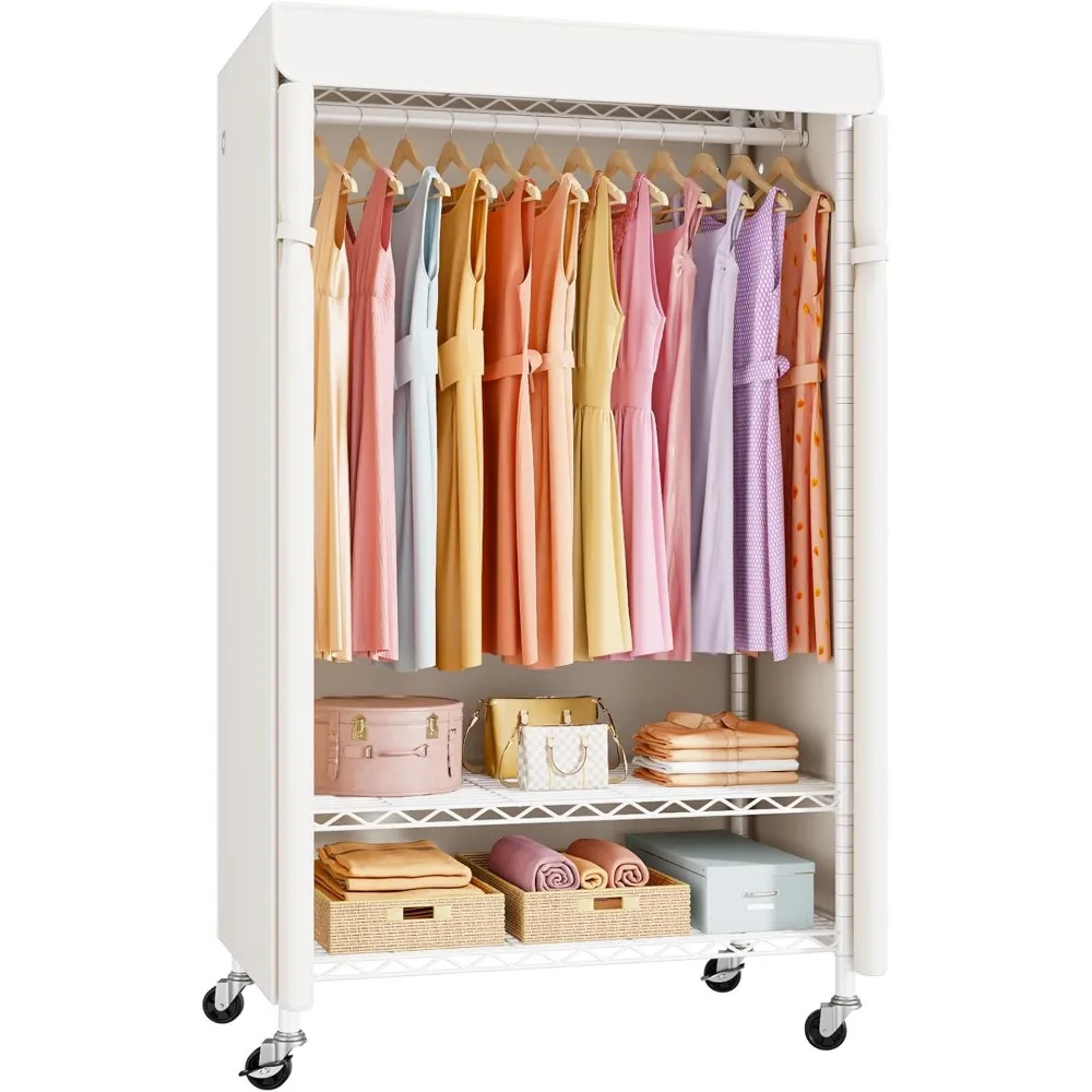 رف ملابس محمول مغطى عالي التحمل للتعليق، خزانة تخزين الملابس الدوارة P6C #1