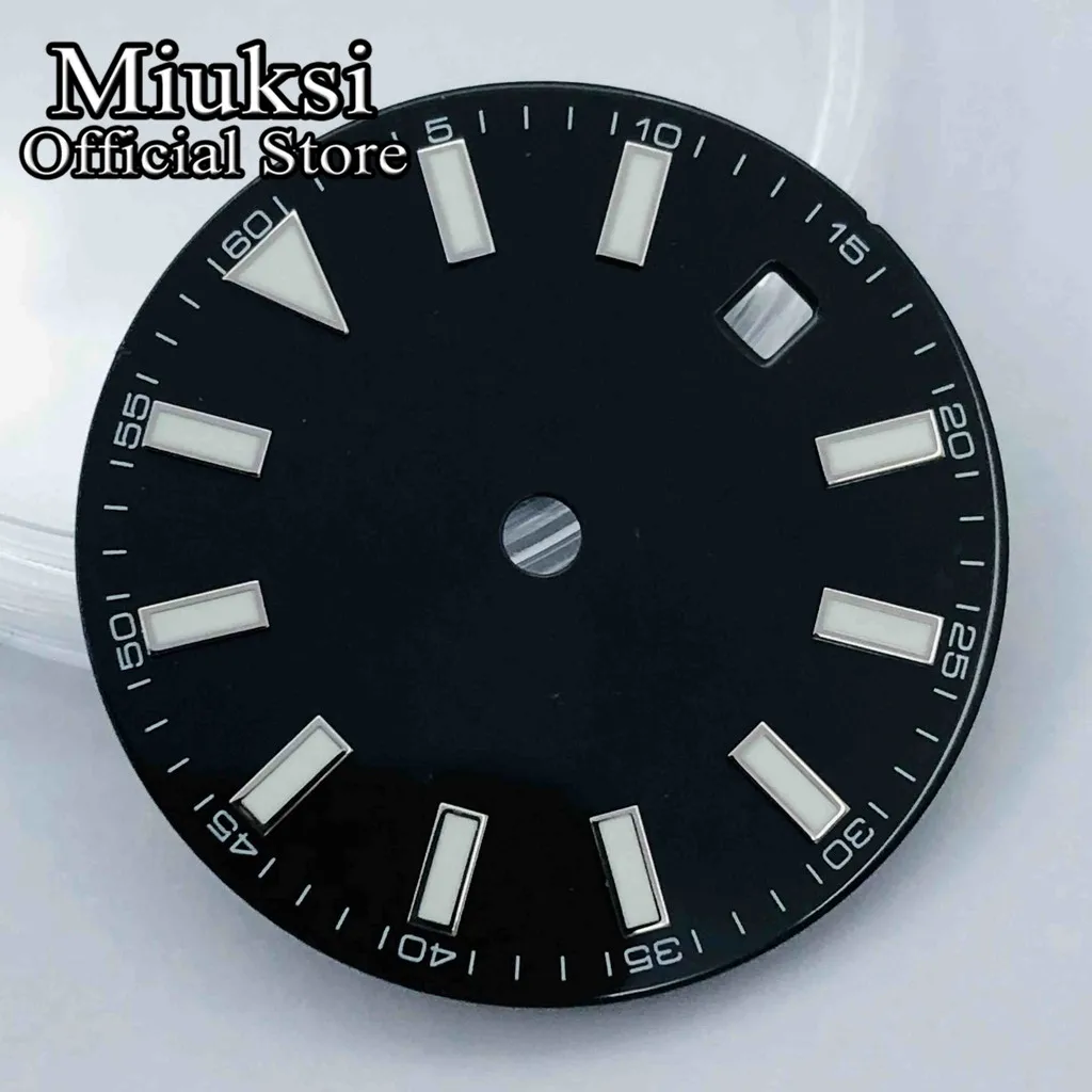 Miuksi 29.2mm black blue silver sterile watch dial duminous fit NH35 ETA2824 2836 Miyota8205 8215 Mingzhu DG2813 3804 movmemt