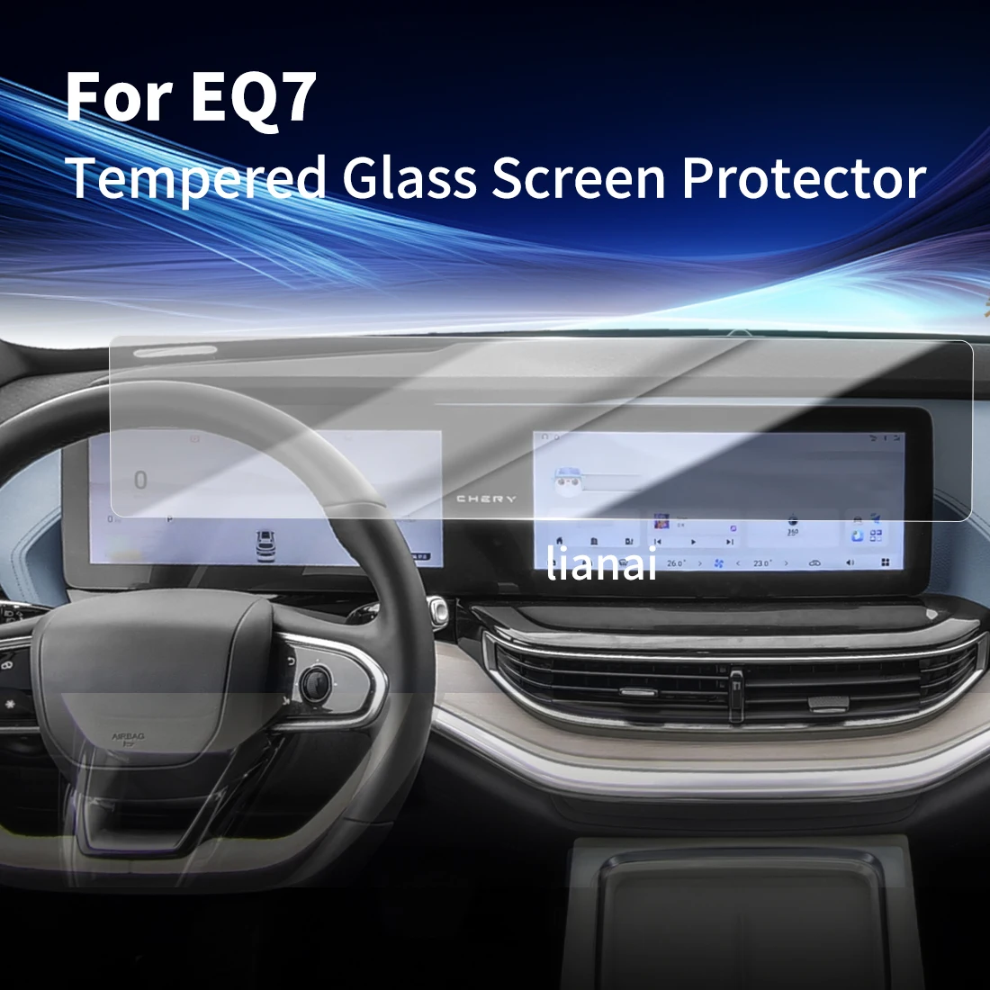 Screen Protector for 26 Chery EQ7 Tempered Glass GPS Video Navigator Car Stickers Accessories Fingerprint-resistant supplies