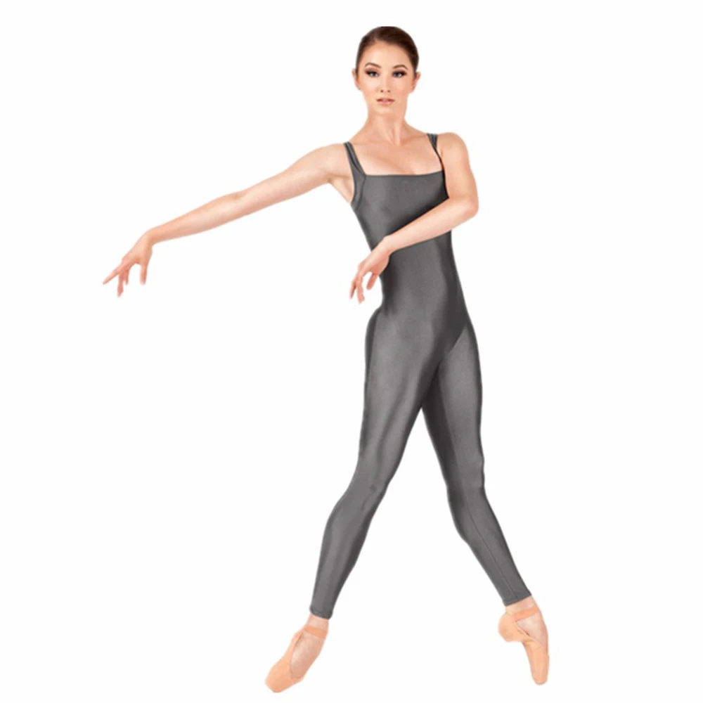 Aoylisey gris femmes Nylon réservoir Unitard élastique échelle dos adultes sans manches Ballet Unitards body scène Performance costumes