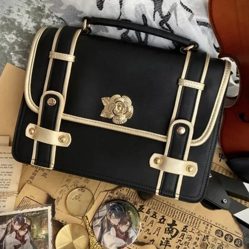 Różowa odznaka Itbags Y2k PU Lolita torba na ramię Crossbody ładna dziewczyna Kawaii Unisex kwadratowy splot plecak pod pachami