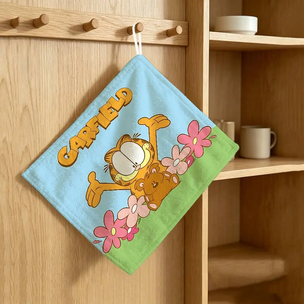 Anime G-GarfieldS-s Cat Polyester Cotton Hand Wiping Towel, Hanging Towel, Quick Dry for Kitchen Bathroom Daily Supplies