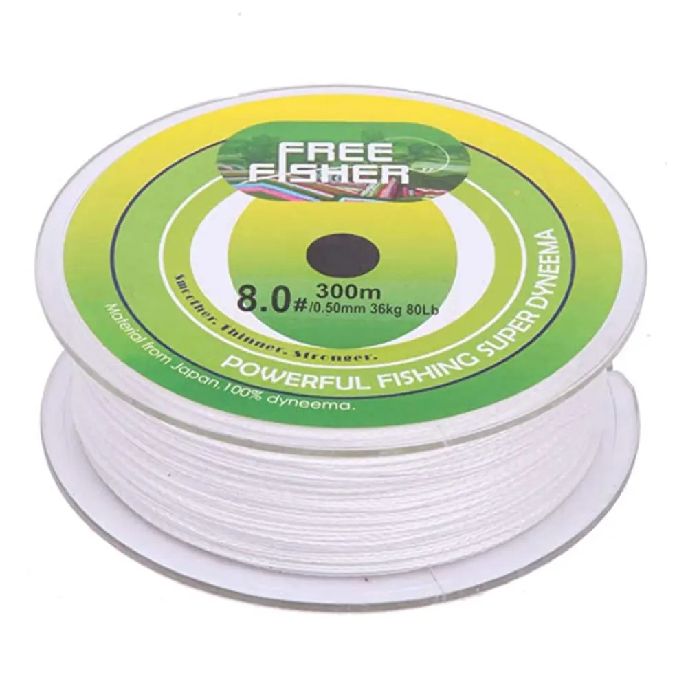 FREE FISHER 4 Strands White Braid Line 300m 15LB 35LB 50LB Multifilament Fishing PE Briaded Wire for Saltwater/Freshwater