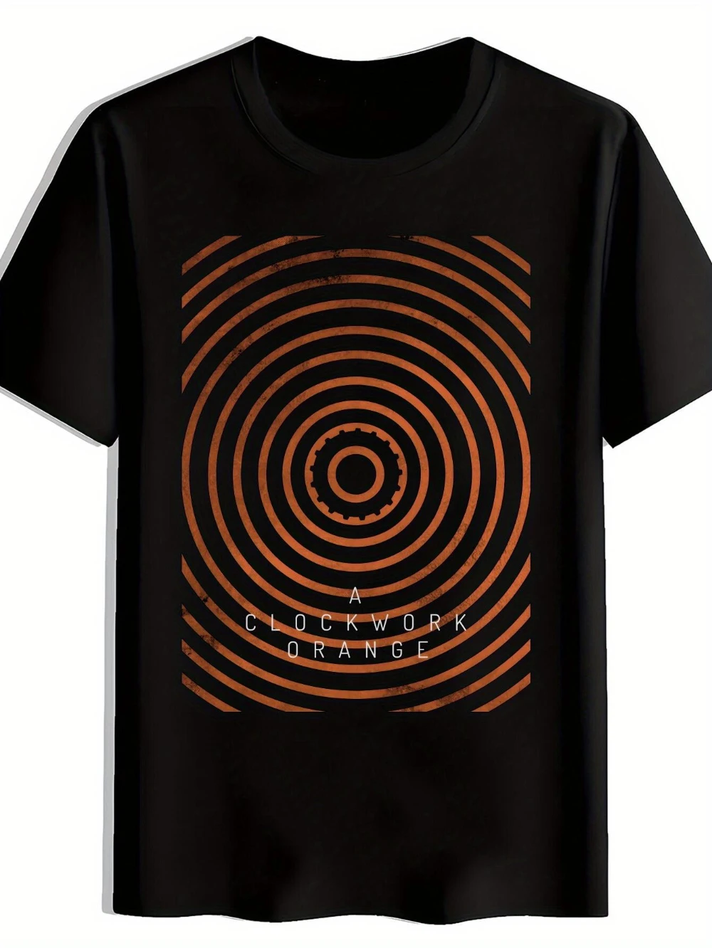 Men's Clockwork Orange Movie Graphic T-Shirt Black Orange Contrast Film Design Lightweight Short Sleeve Round Neck Tee