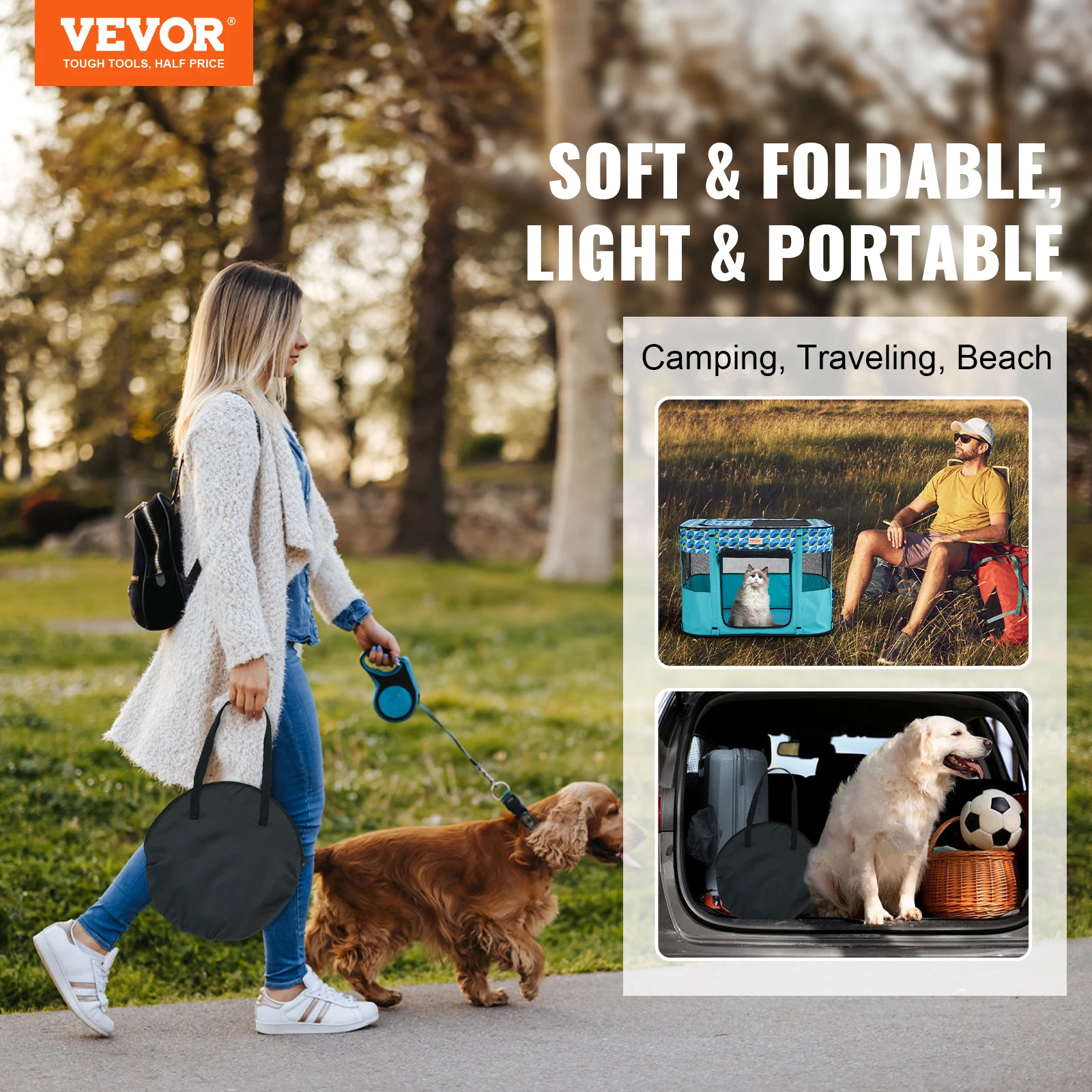 VEVOR Portable Foldable Pet Playpen Tent Crate Kennel Waterproof Puppy Shelter for Dog Cat Cages Indoor Outdoor Travel Camping