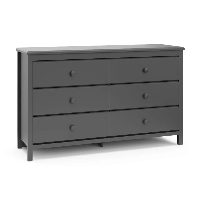 Alpine 6 Drawer Double Dresser (Grey) - GREENGUARD Gold Certified, Kids Room Dresser, 6 Drawer Dresser, Kids Dresser