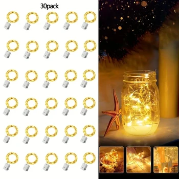 페어리 테일 램프 배터리 작동 스트링 조명, 20 LED 미니 스트링 라이트, 웨딩 파티용 방수, DIY 침실 장식, 30 팩