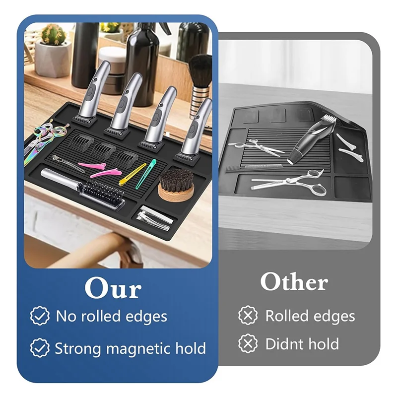 M-Modern-For Salon لمحطة أدوات الحلاق المنظم حصيرة المغناطيسي ل كليبرز، متجر أداة التجميل مع 4 فتحات