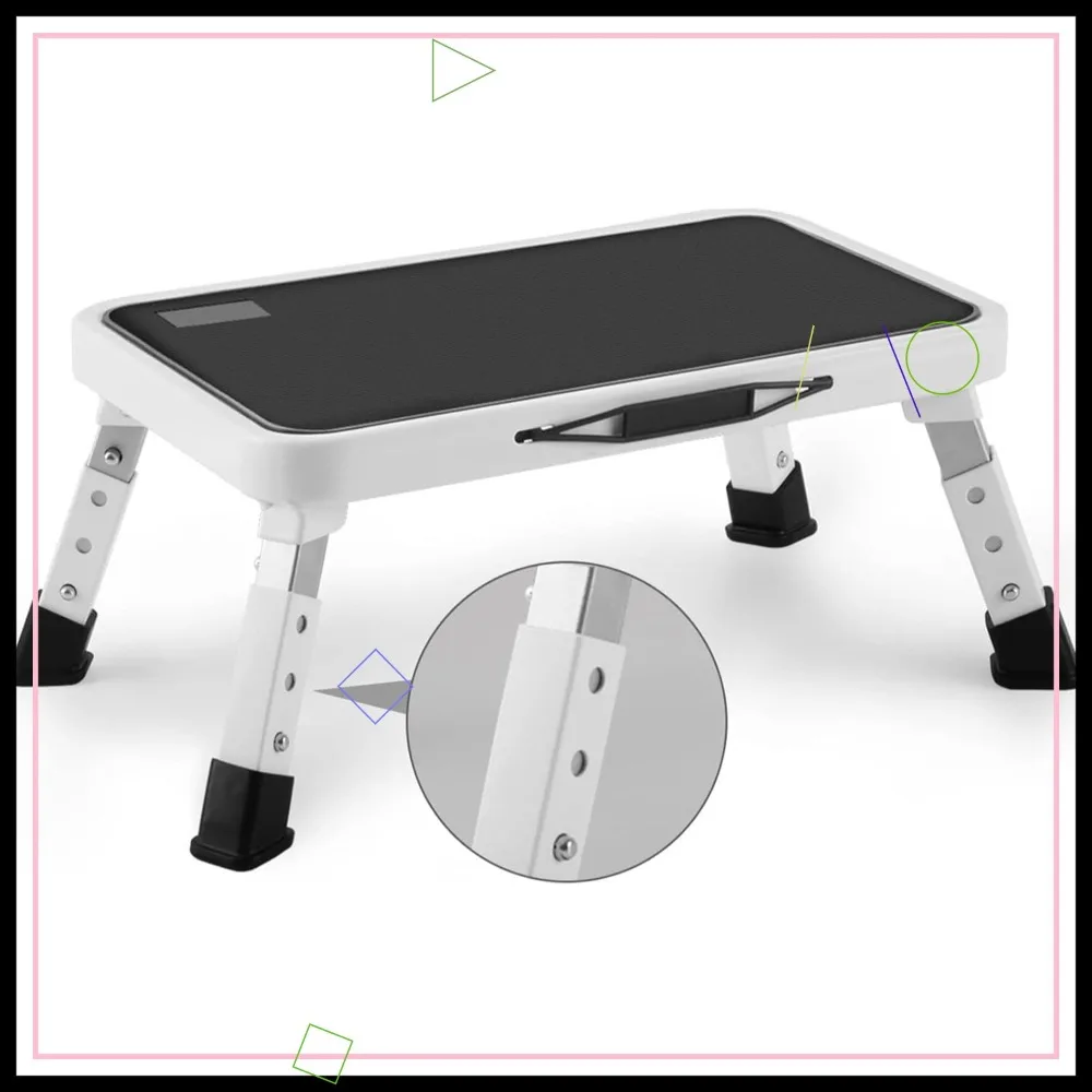 

Folding Step Stool with Adjustable Height, Non-Slip Platform for Kitchen and Home Use, Supports 330 Lbs