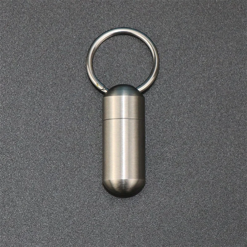 304 Stainless Steel Waterproof Mini Sealed Can Pill Portable Container Sealed Can Small Tool Parts Storage Bottle With Keychain