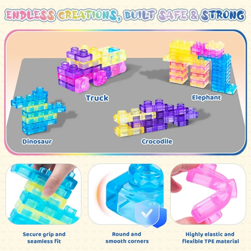 40 PCS Sensory Soft Building Blocks for Toddlers Squishy Stacking Toy Set Stretchable Early Learning Construction Playset view 3