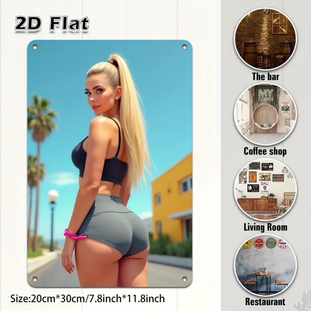 

2D Fun Bikini Girl Wall Art, Perfect Gift for Halloween and Christmas, Home Decor for Bar Cafe Garage