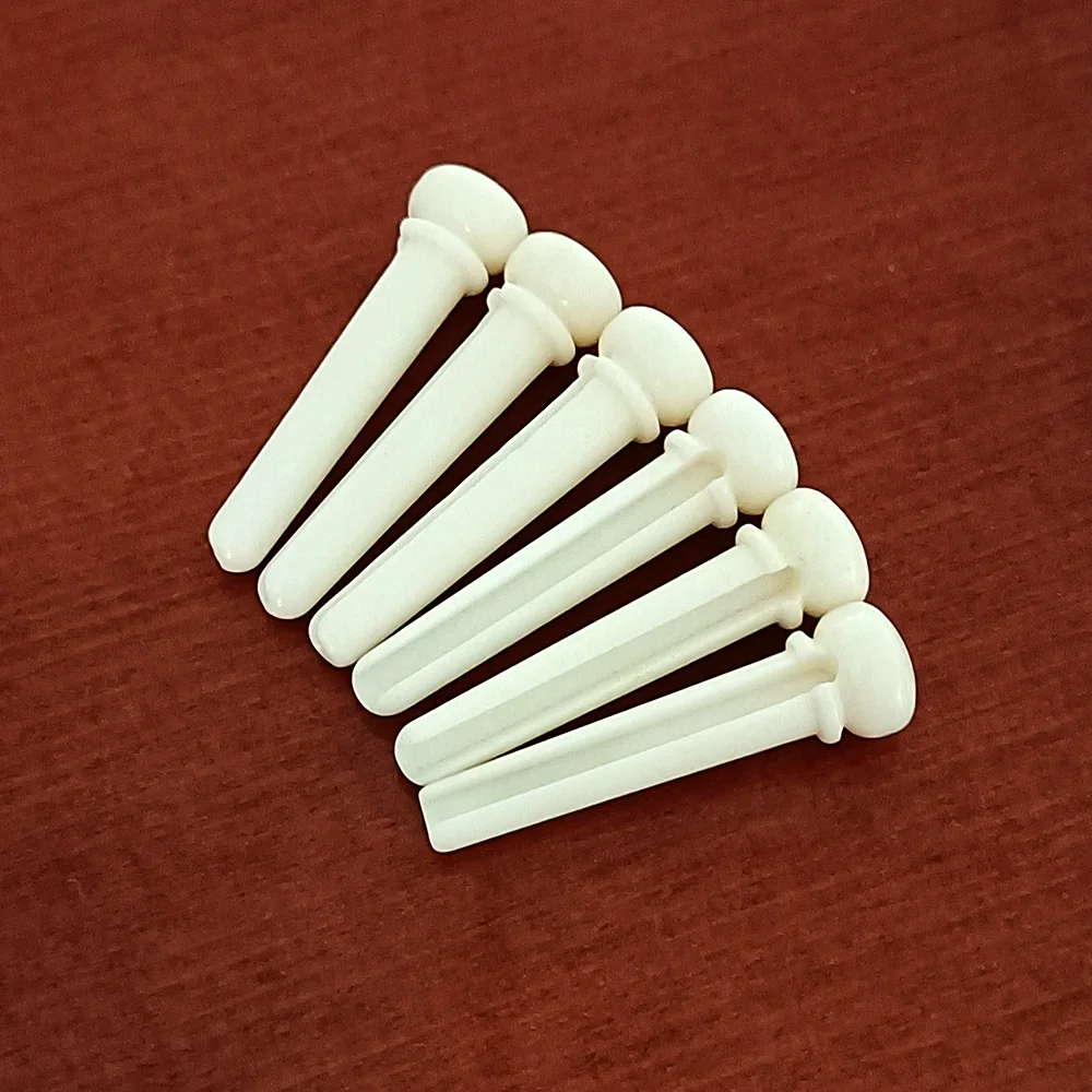 6pcs Real Bone Acoustic Guitar Bridge Pins Pure Bone Bridge Pin with Brass Circle for Folk Guitar Replacement Accessories