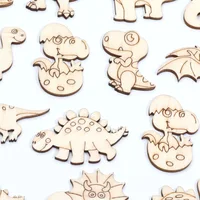 20pcs Mixed Dinosaur Cartoon Wooden Slices For Scrapbooking Embellishments DIY Crafts Supplies Wood Ornament Home Decor