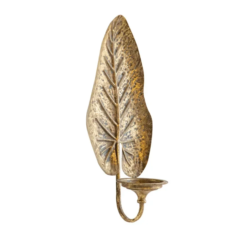 French retro old wall candlestick personalized wall pendant B&B accessories wholesale metal leaf candle holder.