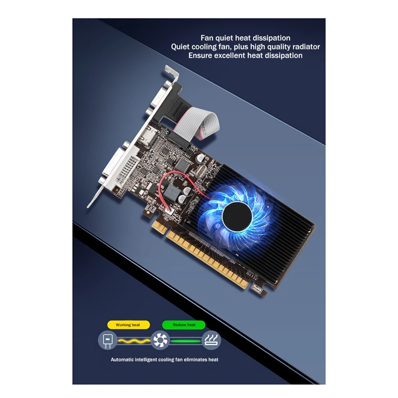 Desktop Graphics Card Graphics Card GT610 1GB DDR3 64Bit Video Card VGA+HD+DVI Desktop Office Game