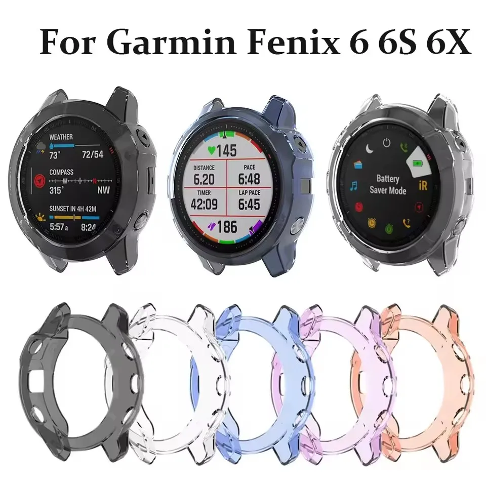 Protection Cases For Garmin Fenix 6 Fenix 6S 6X Soft Crystal Clear TPU Protector Case Cover Frame Smart watch accessories Shell