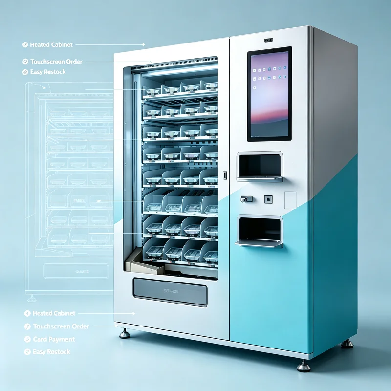 Hot Food Vending Machine Automatic Meal Serving Kiosk Catering Dispenser Self-Service Commercial for Office Building