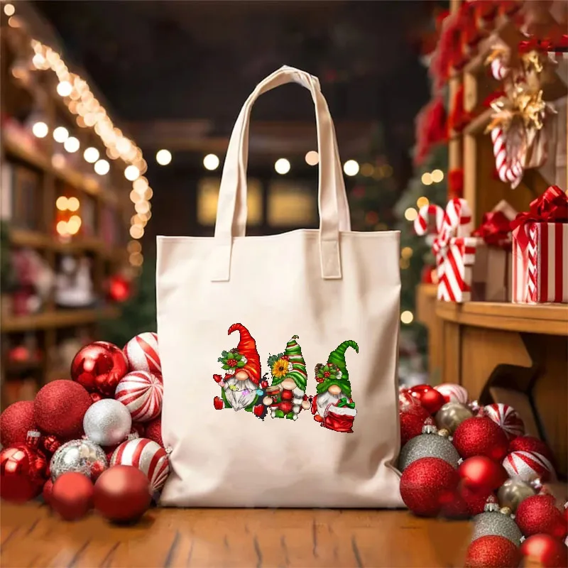 

Buylor Funny Merry Christmas Personalized Customized Canvas Shoulder Bags for Kids Tote Bag Gift Shopper Bag Santa Present Sacks