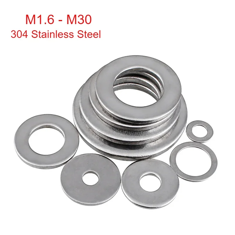 304 Stainless Steel Flat Washer Large Metal Washer Meson Flat Washer M1.6 M2 M2.5 M3 M4 M5 M6 M8-M30