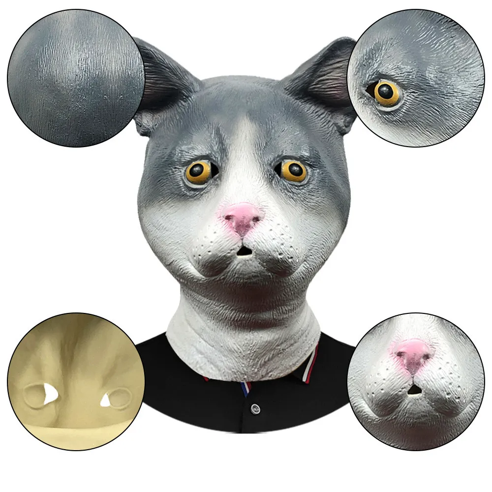 Realistische Katzenkopfmaske, Halloween-Katzenmaske für Maskerade und Cosplay-Partys – Detail 4