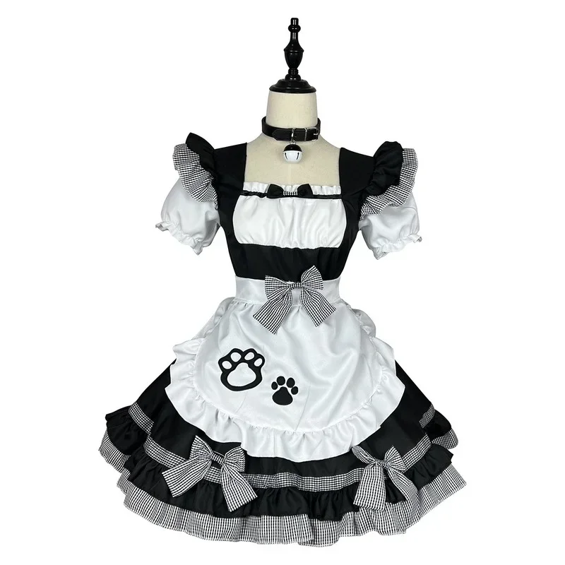 Costumi cosplay cameriera classica Lolita Cat Girl Grembiule taglie forti Abiti da cameriera Anime Nero Bianco Ragazza carina Abito da principessa per feste