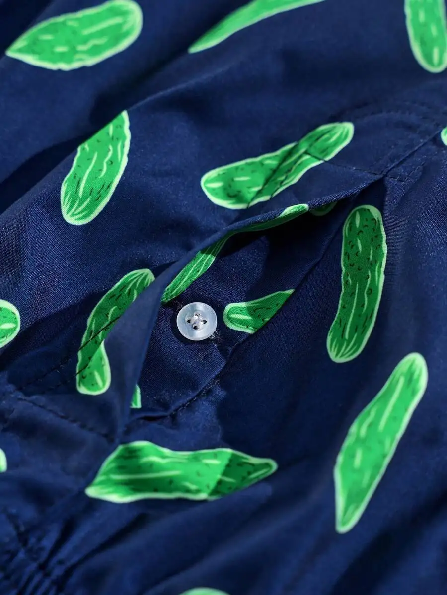 Mens Boxer Shorts With Pickle Print Breathable Elastic Cotton Blend 4PCS