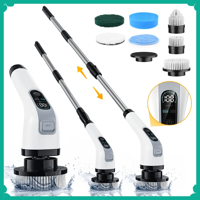 

7-in-1 Electric Cleaning Brush Bathroom Cordless Electric Spin Scrubber Window Kitchen Toilet Automotive Household Cleaning