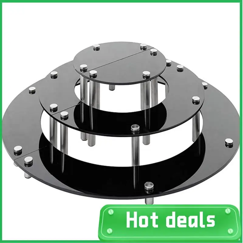 3 Tier Black Organizer Acrylic Risers Display Stand Cupcake Stand Display Holder Half Moon Dessert Stand Shelf (1 Pcs)