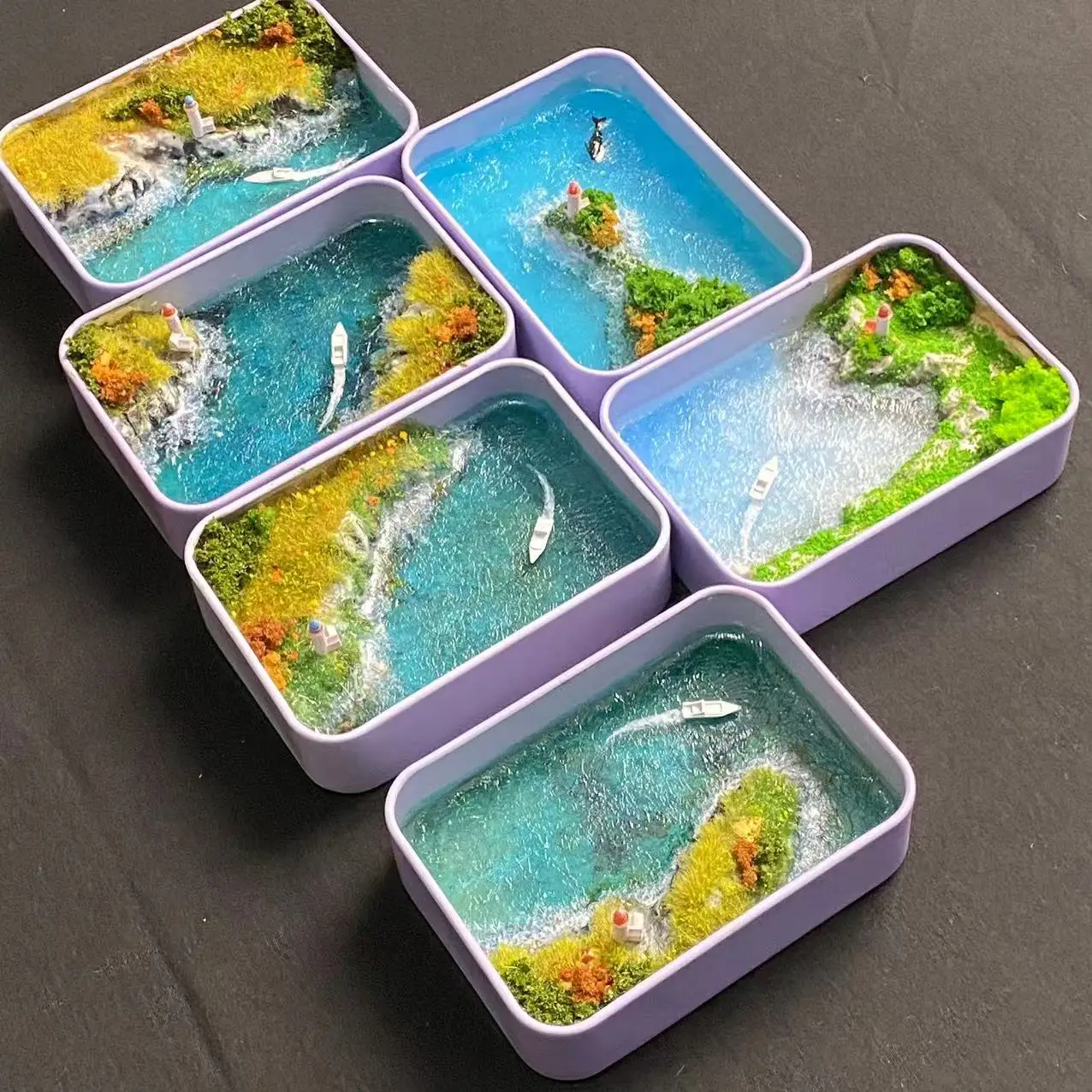 Iron box model DIY material package making island reef ocean whale handmade miniature landscape