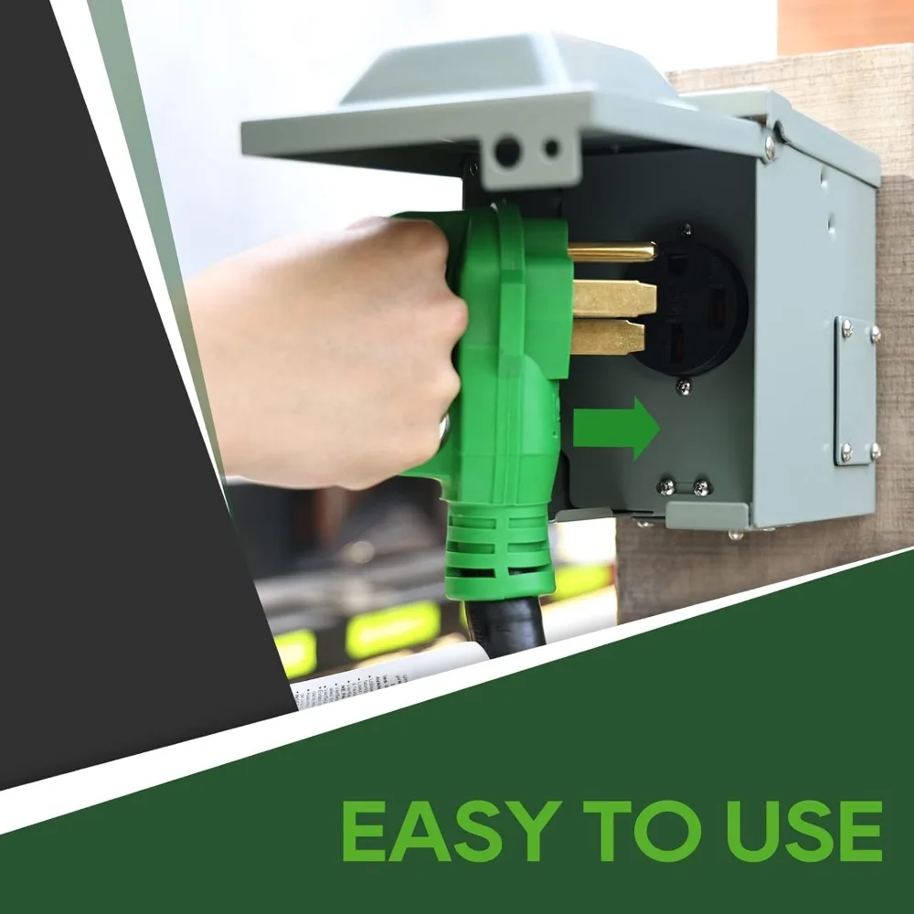 سلك طاقة RV 50 أمبير 15 قدم مع مؤشر LED، وصلة STW شديدة التحمل للمولدات، مدرج ETL #5