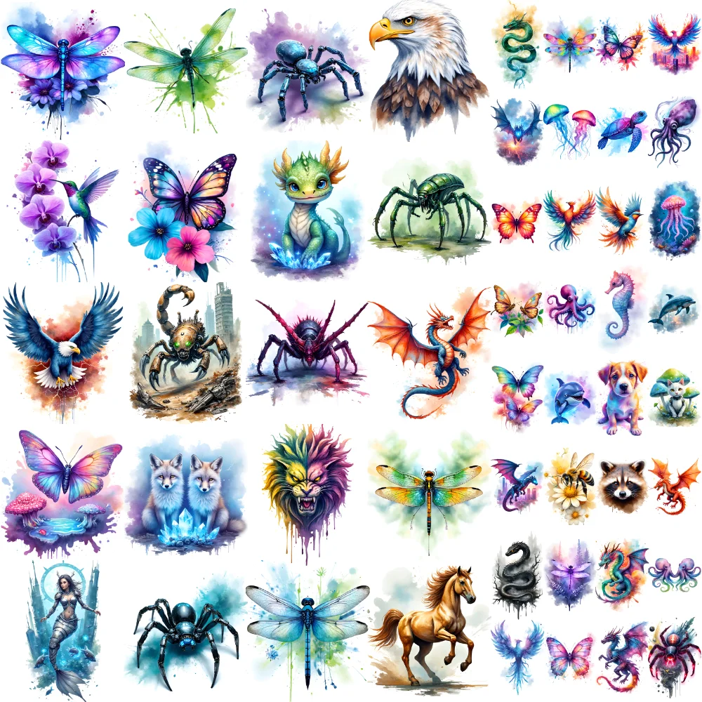 

28 шт. временная татуировка Орел акварель осьминог паук временные татуировки наклейки дельфин для дам руки грудь