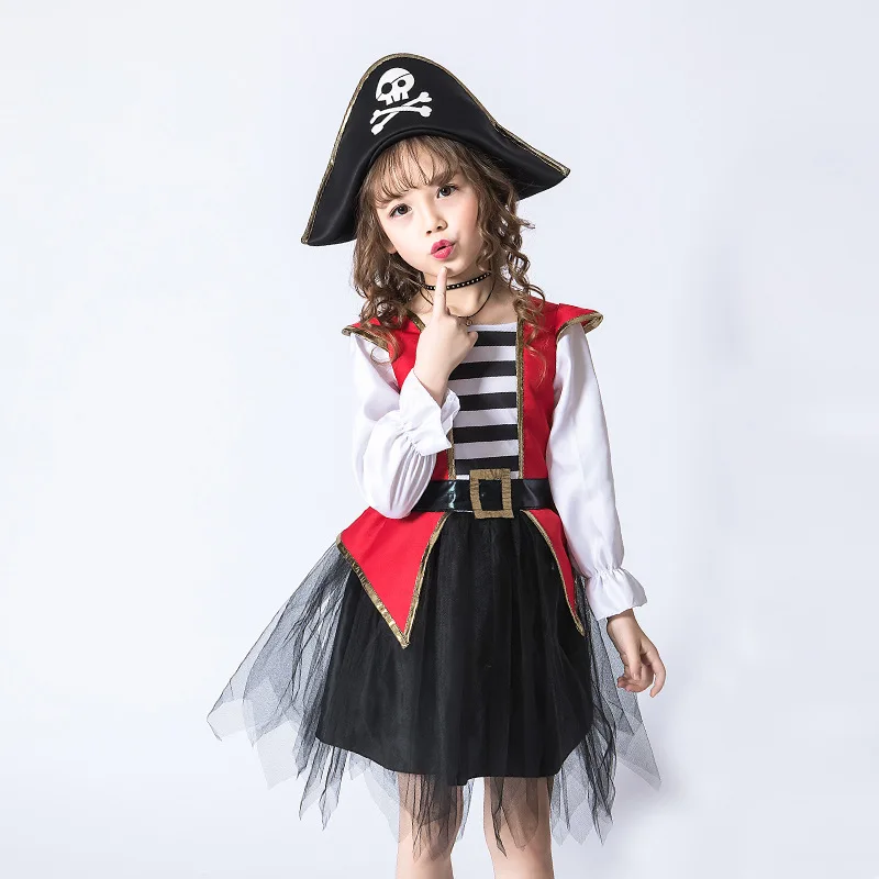 

New Halloween Children's Party Costume Performance Pirate Girl Stage Play Outfit Props Folklore Women's Traditional Clothing