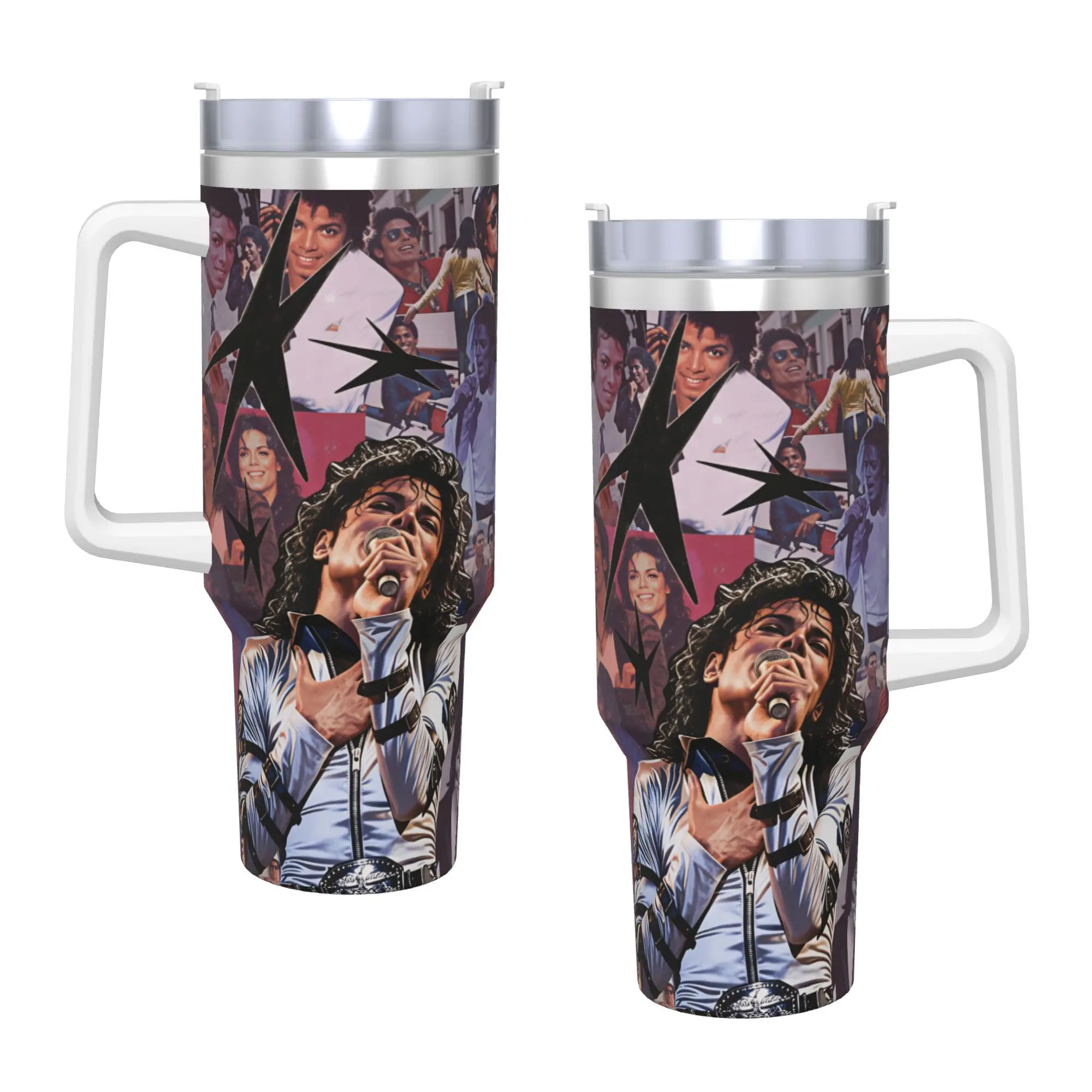 MJ King Of Pop M-Michael J-jackson Stainless Steel Tumbler  Camping Mugs Cup 40oz Thermal Cups Drink Milk Tea Water Bottle