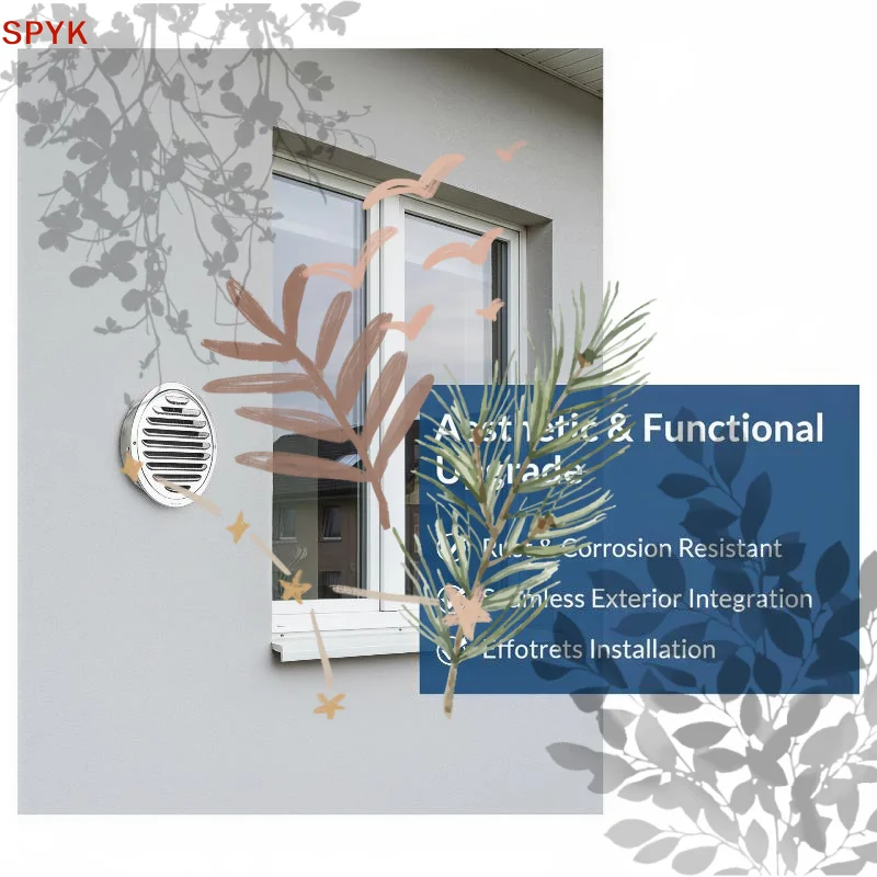75-200mm Round 201 Stainless Steel Air: Vent Grille Insect Protection Exterior Wall Exhaust